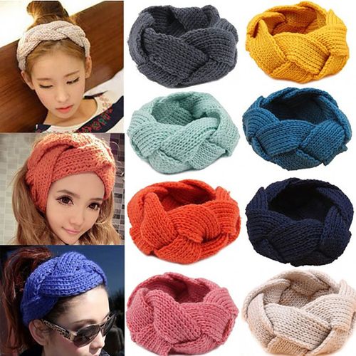Bandeaux Chauffants Design Torsadé, Fil De Laine Tricoté, Enveloppe De Tête Au Crochet Pour Filles Pour La Salle De Sport-Rose Rouge