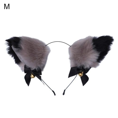Simulation d'oreille en peluche d'animal, couvre-chef, accessoire de décoration de fête Cosplay avec cloche-M