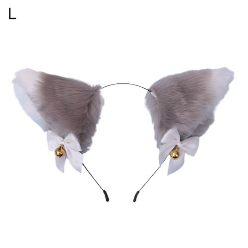 Simulation d'oreille en peluche d'animal, couvre-chef, accessoire de décoration de fête Cosplay avec cloche-L