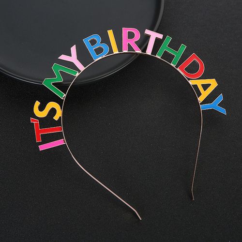 Couronne De Bandeaux Pour Filles, En Alliage Exquis Et Accrocheur, Antirouille, Charmant Design De Lettres, Couronne De Joyeux Anniversaire Pour Fille-Multicolore 2