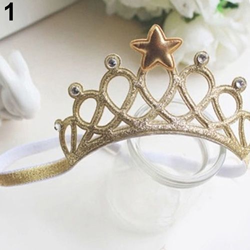 Couronne De Princesse Pour Enfants, Couvre-Chef Mignon, Accessoires De Bandeau Pour Filles En Bas Âge-Or