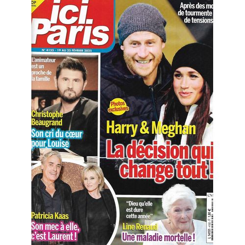 Ici Paris N°4155 19/02/2025 Harry & Meghan/ Christophe Beaugrand/ Patricia Kaas/ Line Renaud/ Herbert Léonard/ Koh-Lanta: Secrets De Candidats/ Valérie Kaprisky/ Victoires De La Musique
