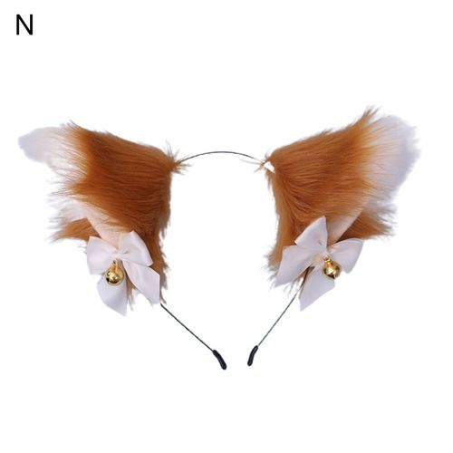 Simulation d'oreille en peluche d'animal, couvre-chef, accessoire de décoration de fête Cosplay avec cloche-N