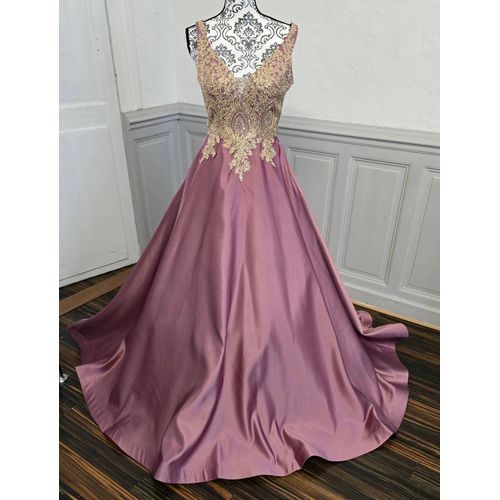 Robe Soirée Princesse Vieux Rose Et Doré Taille 42
