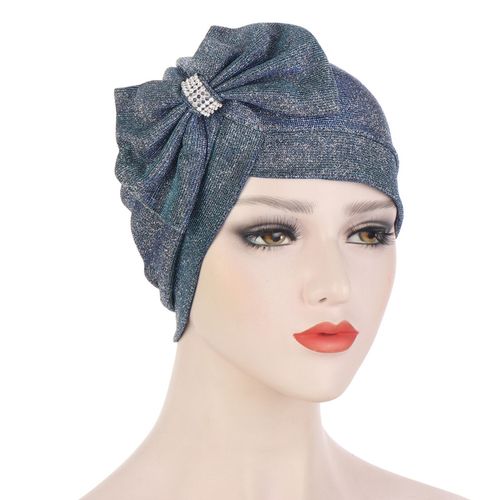 Turban Multicolore Pour Femmes, Casquette Avec N?ud Papillon, Design Assorti, Pour La Plage-Bleu Marine