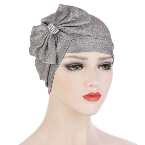 Turban Multicolore Pour Femmes, Casquette Avec N?ud Papillon, Design Assorti, Pour La Plage-Argent