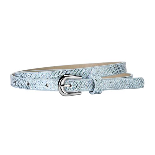 Ceinture En Faux Cuir Pour Enfants, Design Multi-Trous, Longueur Réglable, Robe En Jean, Accessoire Décoré À Paillettes-Bleu
