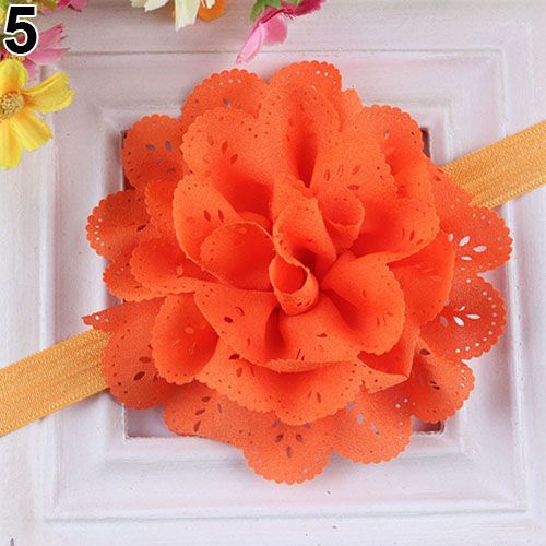 Bébé Filles Enfants Mode Dentelle Creuse Fleur Bandeau Chapeaux Bandeau Accessoire-Orange