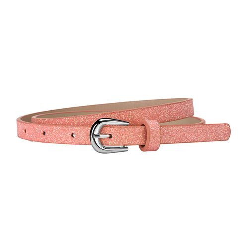 Ceinture En Faux Cuir Pour Enfants, Design Multi-Trous, Longueur Réglable, Robe En Jean, Accessoire Décoré À Paillettes-Orange