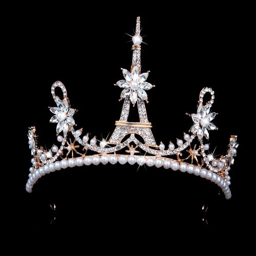Magnifique Couronne En Strass Tour Eiffel Pour Femmes, Bijoux Diadème De Mariée Royal Pour Mariage