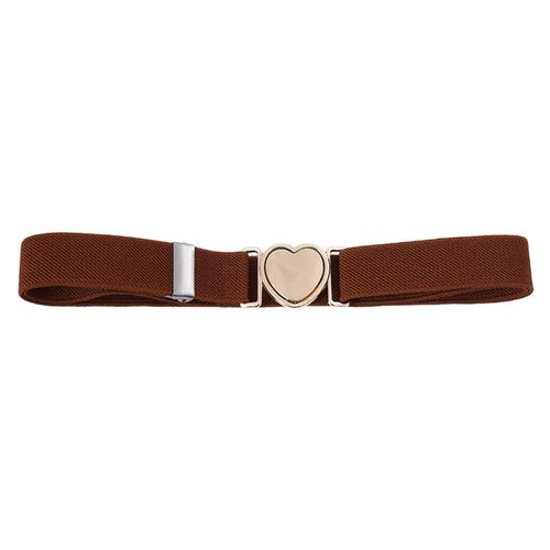 Ceinture Unisexe Avec Bande De Couleur Contrastée, Boucle En Forme De C?ur Métallique, Ceinture Légère, Bande Élastique Réglable, Sangle De Taille Pour Fille, Pour Les Fêtes, Usage Quotidien-Café