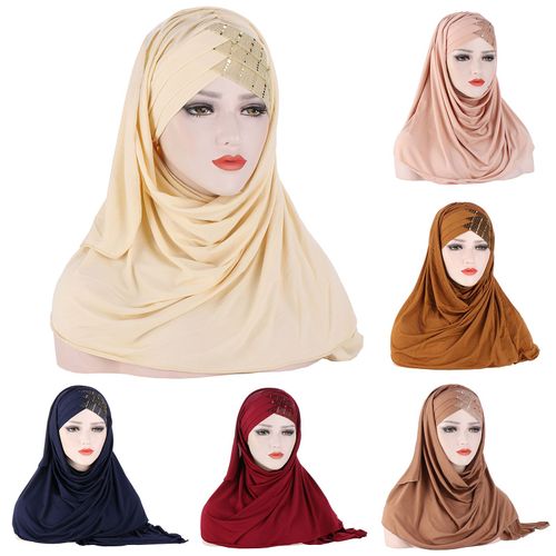 Femmes Soie Douce Avec Paillettes Hijab Bandeau Foulard Turban Chapeau Casquette Chapeaux-Chameau