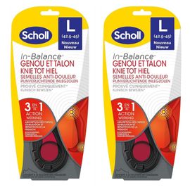 Scholl Lot De 2 Semelles In-Balance Anti-Douleur Genou & Talon Taille 3 - L 42,5 - 45 