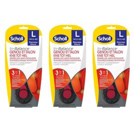 Scholl Lot De 3 Semelles In-Balance Anti-Douleur Genou & Talon Taille 3 - L 42,5 - 45 