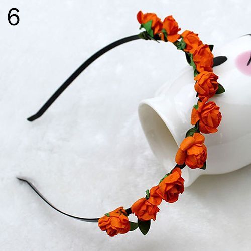 Couronne De Fleurs De Roses, Bandeau De Festival, Guirlande De Mariage, Accessoire De Bandeau Floral-Orange