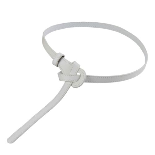 Ceinture En Simili Cuir Avec Décoration Nouée, Simple Et Polyvalente, Ceinture De Taille, Accessoire À La Mode-Blanc