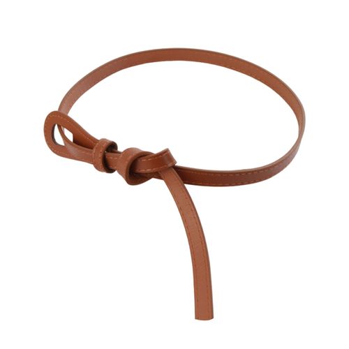 Ceinture En Simili Cuir Avec Décoration Nouée, Simple Et Polyvalente, Ceinture De Taille, Accessoire À La Mode-Chameau