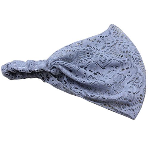Mode Fille Extensible Large Dentelle Bandeau Turban Bandeau Bandanas Bandeau-Gris