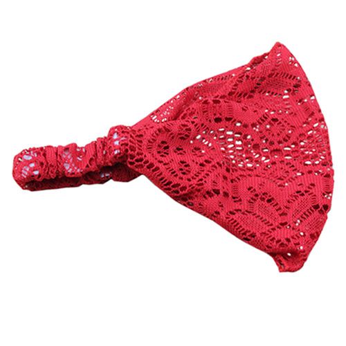 Mode Fille Extensible Large Dentelle Bandeau Turban Bandeau Bandanas Bandeau-Rouge