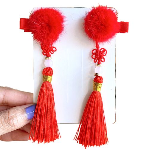 Pinces À Cheveux À Pompon Style Chinois Pour Fille, 2 Pièces, Épingles À Cheveux, Accessoire Hanfu-#3