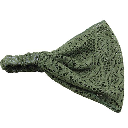 Mode Fille Extensible Large Dentelle Bandeau Turban Bandeau Bandanas Bandeau-Vert Armée