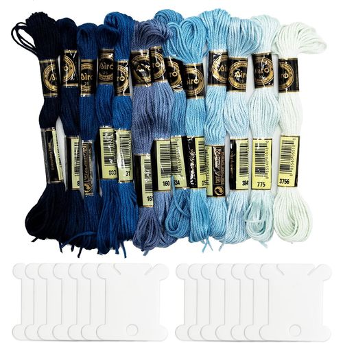 Ytseazn-14 Écheveaux De Fil À Broder Bleus Pour Bracelet D'amitié Chaîne Et Fil De Point De Croix String