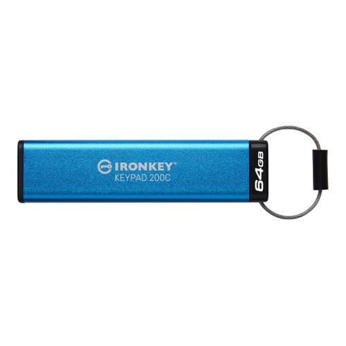 Kingston IronKey Keypad 200C - Clé USB - chiffré - 64 Go - USB-C 3.2 Gen 1