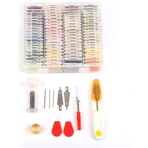 Ytseazn-Fils Avec 80 Bobines De Fil À Broder En Coton Pour Point De Croix,Fil De Tapisserie Aux Couleurs De L'arc-En-Ciel Pour Bracelets D'amitié Avec Boîte De Rangement Et Bobines Demarque