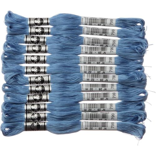 Ytseazn-10725b Abbroader Lot De 12 Paquets De Fil À Broder N°25 799 Bleu