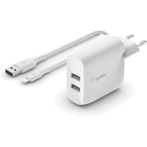 Ytseazn-Chargeur Secteur 2 Ports Usb-A Boost Charge 24 W Avec Câble Usb-A Vers Lightning(Iphone 12,12 Pro,12 Promax,12mini,Se,11,11 Pro,11 Promax,Xs,Xsmax,Xr,X,8,Ipad,Airpods,Etc.)