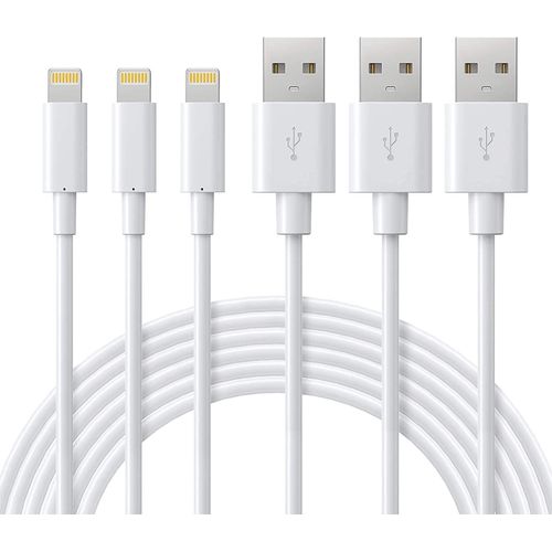 Ytseazn-Câble Iphone 1m Chargeur Iphone Lot De 3,Cordon Iphone Certifiémfi Avec Connecteur Ultra Résistant Compatible Avec Iphone 13/12/11/Se/Xr/Xs/8/7/6 Plus/6s/5/Air/Airpods-Blanc