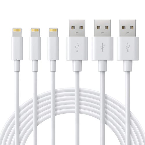 Ytseazn-Câble Iphone 2m Chargeur Iphone Lot De 3,Câble Lightning Certifiémfi Avec Connecteur Ultra Résistant Compatible Avec Iphone 13/12/11/Se/Xr/Xs/8/7/6 Plus/6s/5/Air/Airpods-Blanc