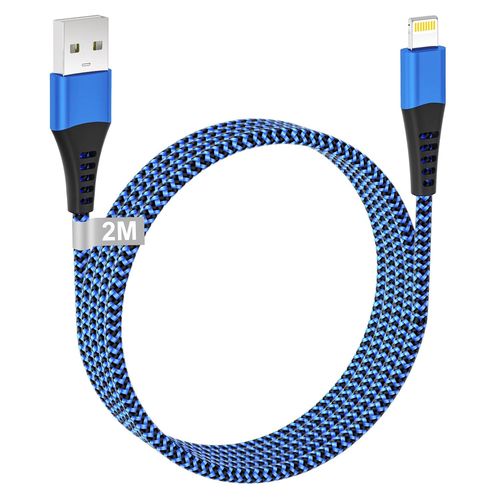 Ytseazn-Câble Iphone 2m[Certifiés Applemfi],Câble Chargeur Iphone 2m Long Câble Lightning Usb Nylon Cable Iphone Chargeur Rapide Cordon Iphone Fil Chargeur Pour Iphone 14/13/12/11/Xsmax/Xr/X/8/7/6s/5s/Se