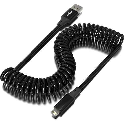 Ytseazn-Cable Lightning Spirale Pour Apple Carplay[Certifié Applemfi]Câble Usb Chargeur Câble Iphone Rétractable Avec Synchronisation Des Données,Cable Iphone Carplay Court Pour Iphone/Pad/Pod