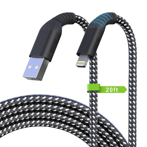 Ytseazn-Câble De Chargeur D'iphone Long,20ft/6m Câble Lightning[Certifié A Pplemfi]Tressé En Nylon 2.4a Charge Rapide Câble De Synchronisation,Usb A Câble De Charge Pour Iphone 14 13 12 11 Pro