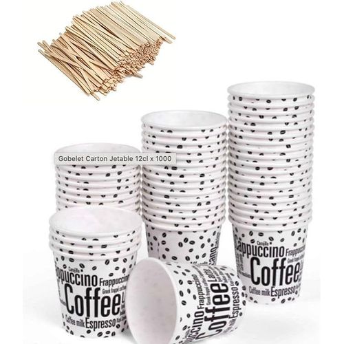 100 Gobelets À Café Jetables 120 Ml Gobelets Jetables Avec Agitateurs En Bois. Pour Boissons Chaudes Ou Froides.