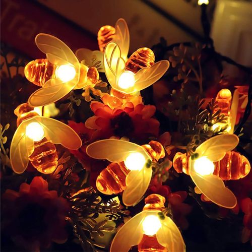 Guirlande Lumineuse Solaire Abeilles, 7m 50led Guirlande Lumineuse Exterieure Solaire, Lampe Solaire Exterieur Decorative Étanche, Decoration Jardin Exterieur Pour Pelouse, Fête D'été