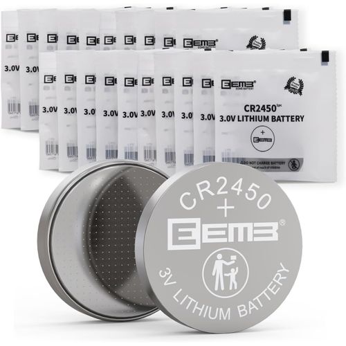 20 Pack CR2450 Batterie 3V 550mAh Batterie au Lithium Bouton Pile 2450 Batterie DL2450 ECR2450 BR2450 pour Montres, Lampes à Thé, Bougies, SystèMe D'Alarme, Boîte à Clés de Voiture, TéléCommande