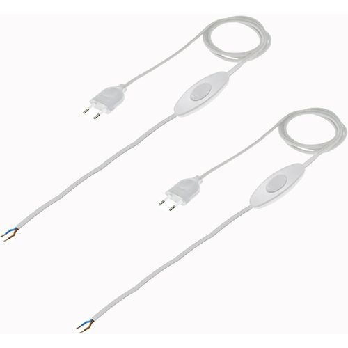 Pack 2 Câble pour Lampe 1,5m Blanc | Câble avec Interrupteur | Câble d'alimentation Euro | Fabriqué en Italie | Cordon avec Interrupteur et Prise