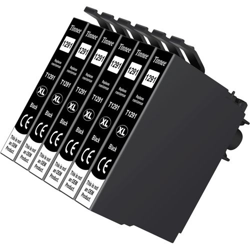 6-Pack T1291 Noir Cartouche d'encre Compatible pour Epson T1291 pour Epson Stylus SX235W SX420W SX425W SX435W SX525WD SX535WD BX305FW BX320FW BX525WD WF-3520 WF-7515