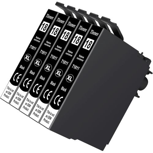 5-Pack 18XL Noir Cartouche d'encre Compatible pour Epson 18 18XL pour Expression Home XP-205 XP-215 XP-225 XP-305 XP-312 XP-315 XP-322 XP-325 XP-405 XP-412 XP-415 XP-422 XP- 425