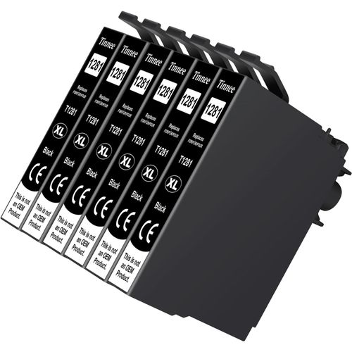 6-Pack T1281 Noir Cartouche d'encre Compatible pour Epson T1281 pour Epson Stylus SX230 SX125 S230 SX130 SX420W SX425W SX430W BX305FW SX440W SX435W SX438W SX445W SX235W