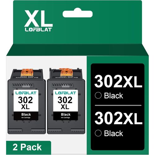 302XL Cartouches d'encre Remplacement pour HP 302 XL pour HP Officejet 3831 3830 3833 3835 4650 5232 5220 5230 Envy 4520 4521 4524 4527 Deskjet 3630 2130 3630 3634 (2 Noir)