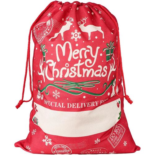 Sac du Père Noël Rouge 50x65CM Sac Emballage de Noël avec Ficelles Déguisement Accessoire de Père Noël Grand Sac Cadeau pour Bonbon Chocolat