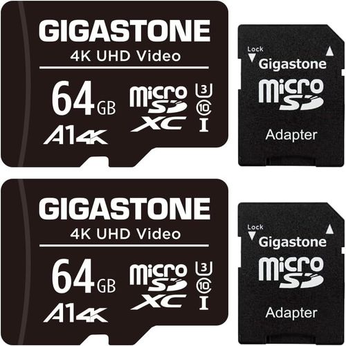 Carte Mémoire 64 Go Lot De 2 Cartes, Compatible Avec Gopro Drone Caméra Tablette Samsung Sony, Haute Vitesse Pour 4k Uhd Vidéo, A1 U3 C10 Carte Micro Sdxc Avec Mini Étui Et Adaptateur Sd.-Marque Générale