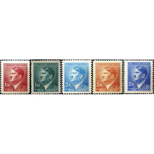 Tchécoslovaquie, Occupation Allemande, Bohmen U. Moravia 1942, Beaux Timbres Yvert 85 À 89, Portrait Du Chancelier Allemand Hitler, Neufs*