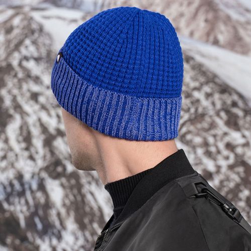 Chapeau Tricoté Réfléchissant Coupe-Vent Haute Élasticité Dôme Hip Hop Style De Rue Casquette D'avertissement De Jogging De Nuit Hiver Garder Au Chaud Couvre-Chef Pour Coureurs Unisexes Cyclistes-Bleu Roi