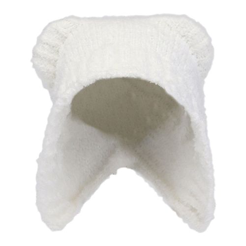 Chapeau Tricoté D'hiver En Forme D'ours De Dessin Animé, En Peluche Épaisse, Sangle À Lacets, Tricoté, Résistant Au Froid, Couvre-Chef Coupe-Vent Pour Filles, Casquette D'activités De Plein Air-Beige