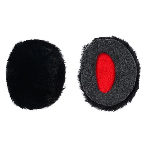 1 Paire Sans Fil Coupe-Vent Couleur Unie Unisexe Cache-Oreilles Hiver Fausse Fourrure De Lapin Corail Polaire Cache-Oreilles Accessoires De Costume-Milieu Noir