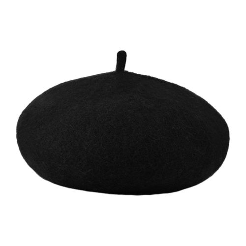 Chapeau Béret Pour Femmes, Couleur Unie, Taille Réglable, Imitation Laine, Style Rétro, Casquette, Accessoire De Mode-Noir